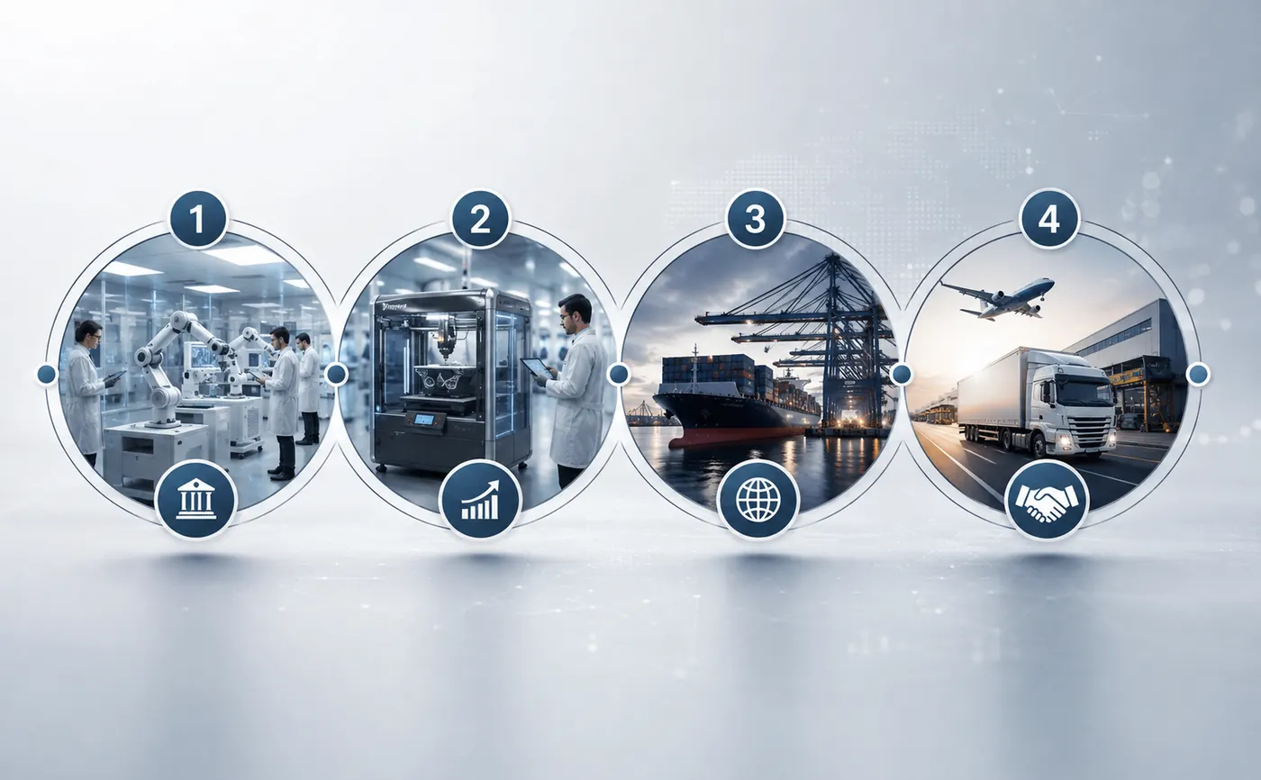 Four-step process from technology to global delivery